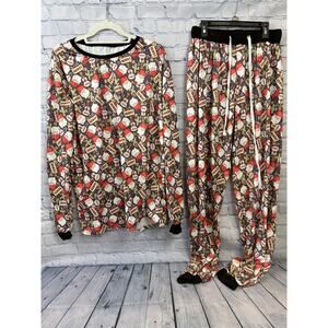 Christmas Pajamas Women’s Size Large Cowboy Santa Cactus Western